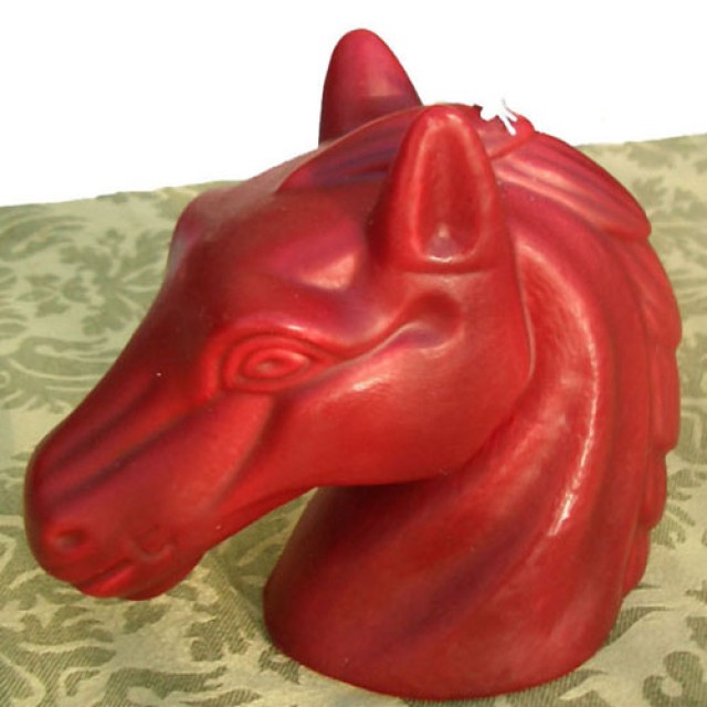 Kerze Pferd rot